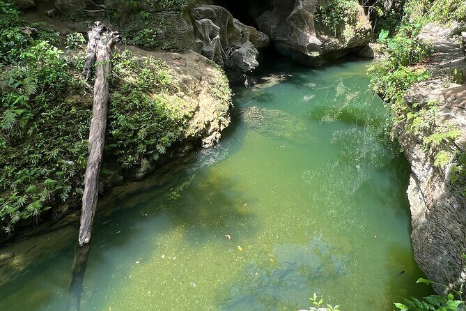 Cave Adventure: Canyon and Hidden Waterfall in Charco Azul - Learning about the Taíno markings while you’re still wet and moving