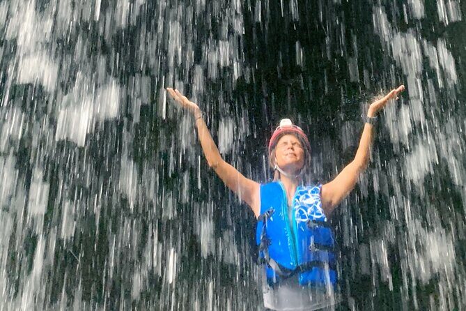 Explore Cuevas Charco Azul, Arenas and Playa de Aguas Cristalinas - Las Cuevas de Arenales canyon swim: water, rock walls, and a first reset