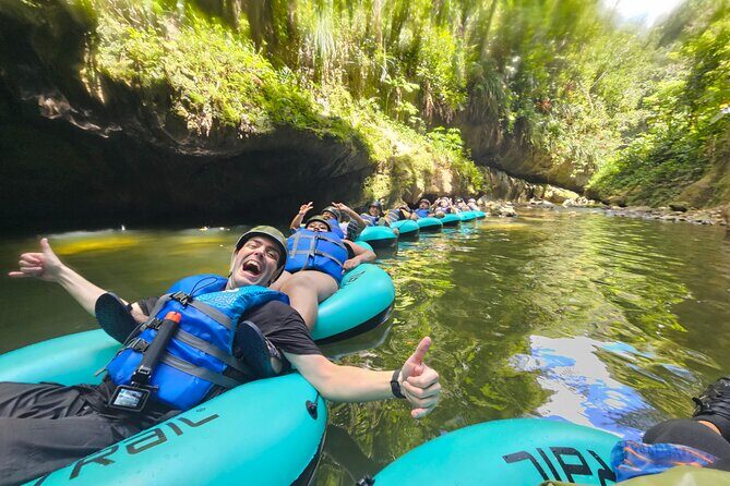 Rainforest Cave Tubing Adventure - Helmet, Life Vest, and Tubes: How the Cave Tubing Works
